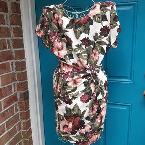 Vintage Wrap Dress Floral Print Short Sleeves Rayon Fabric Cruise Vacation Wear